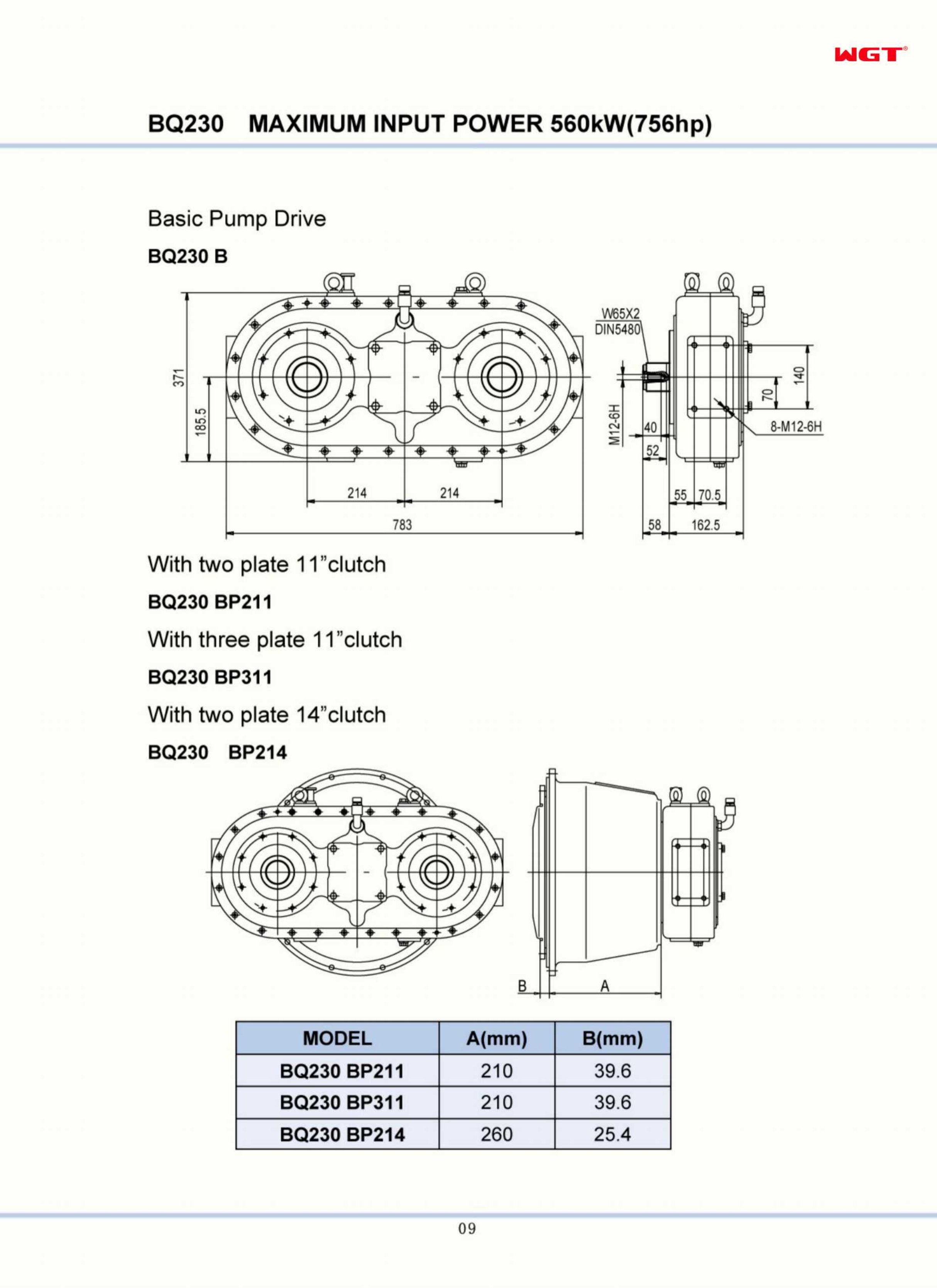 BQ230 BP214 до 560 кВт (756 л.с.)