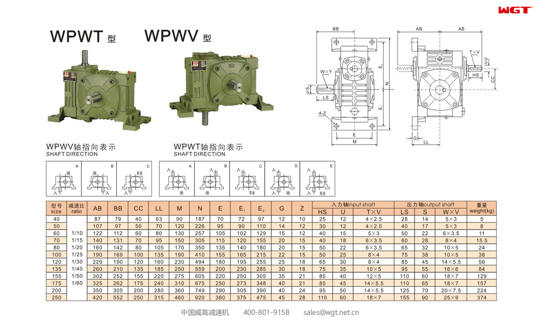 Универсальный редуктор червячного редуктора WPWT WPWV155