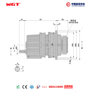 P2SA14 (i:45-125) Первичная планетарная косозубая передача серии P с параллельным валом и полым валом со стопорным диском