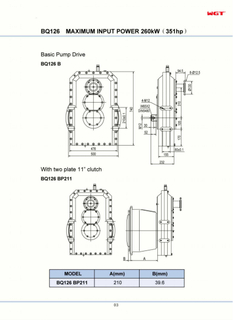 BQ126 МАКСИМАЛЬНАЯ ВХОДНАЯ МОЩНОСТЬ 260 кВт (351 л.с.)