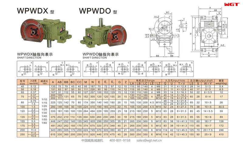 Универсальный редуктор червячного редуктора WPWDX WPWDO50