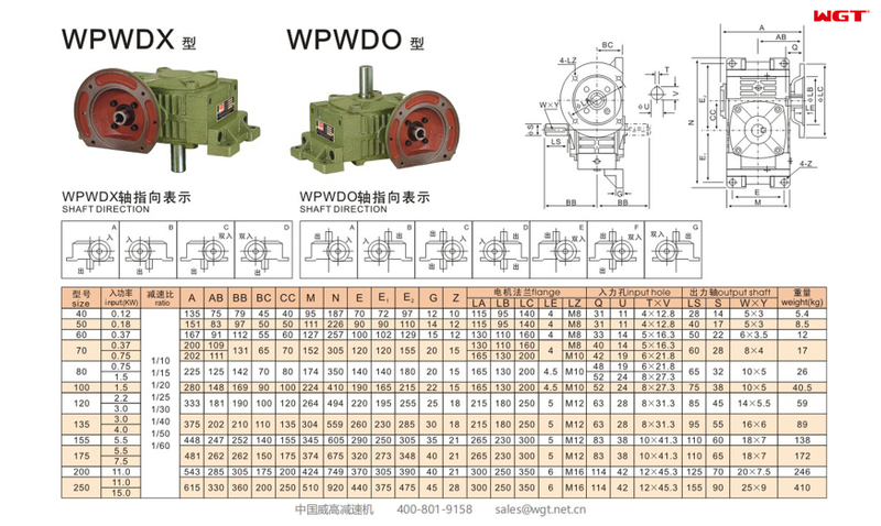 Универсальный редуктор червячного редуктора WPWDX WPWDO70