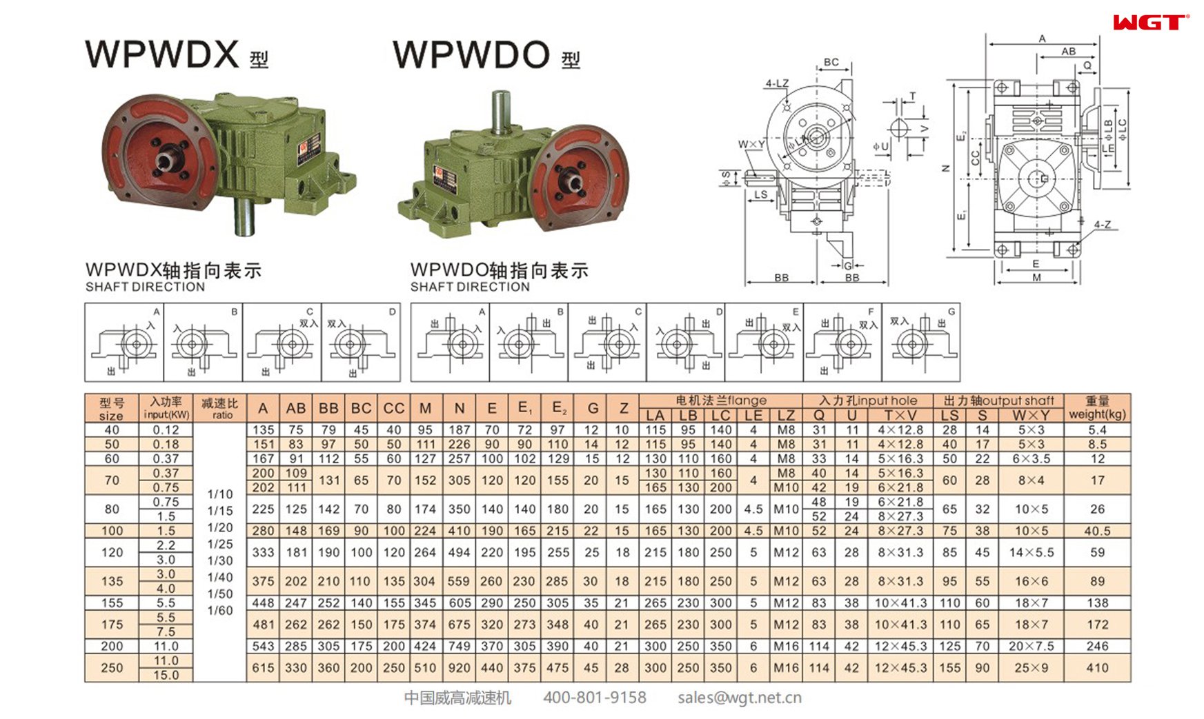 Универсальный редуктор червячного редуктора WPWDX WPWDO50